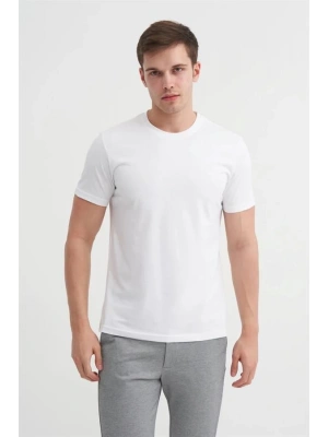 4623 Bisiklet Yaka Basıc Erkek T-Shirt Beyaz