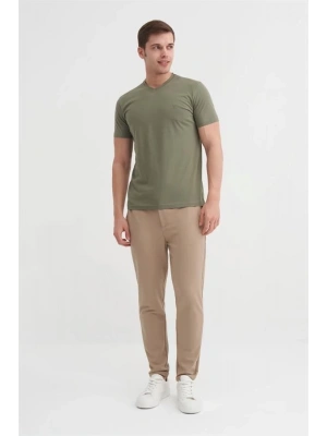 4624 Basıc V Yaka Erkek T-Shirt Haki
