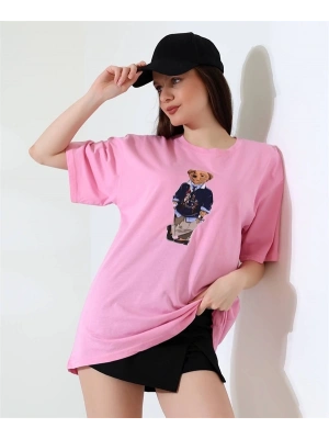 Ayıcıklı Oversize Kadın T-Shirt