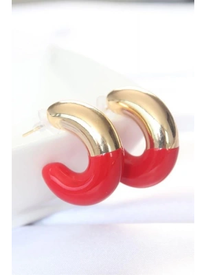 CCB Kırmızı Gold Çift Renk Küpe