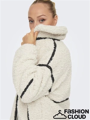 Deri Detaylı Oversize Kadın Ceket