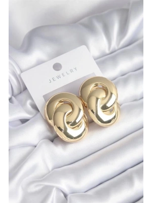 Gold Renk Halka Tasarım Pirinç Kadın Küpe