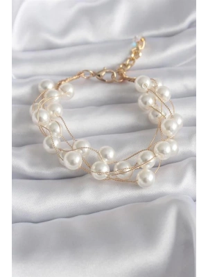 Gold Renk İnci Model Kadın Bileklik