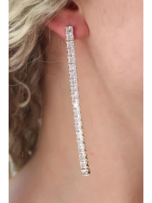 Gold Renk Su Yolu Zirkon Taşlı Kadın Küpe