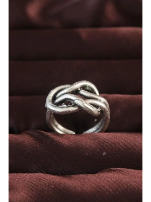 Gümüş Renk Düğüm Model Ayarlamalı Erkek Yüzük