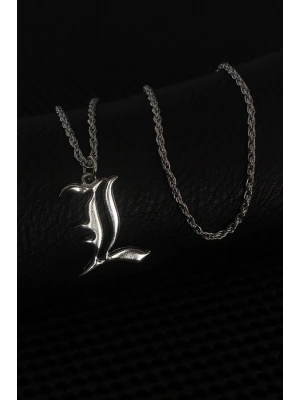 Gümüş Renk L Harf Erkek Kolye