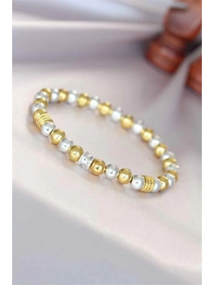 Hematit Gümüş Gold Renk Doğal Taş Erkek Bileklik