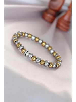 Hematit Silver Gold Renk Doğal Taş Erkek Bileklik