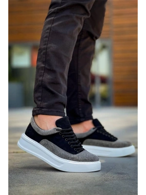 Kb-005 Kuback Siyah Gri Süet Bağcıklı  Günlük Erkek  Ayakkabı