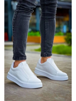 Kb-007  Kuback  Beyaz Yüksek Taban Tek Bant Bağcıksız Günlük Erkek Ayakkabı