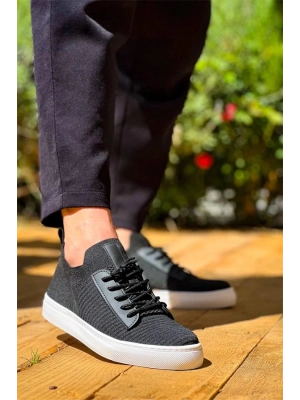 Kb-110  Kuback Back Siyah Triko Yüksek Taban Bağcıklı Günlük Erkek Ayakkabı