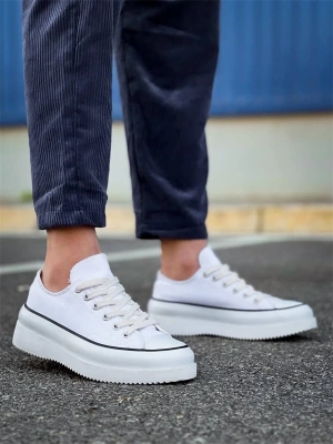 Kb-Cx-3 Kuback Kısa Beyaz Keten Beyaz Yüksek Taban Spor Ayakkabı