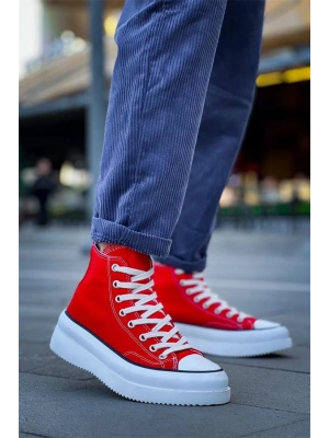 Kb-Cx-3 Kuback Uzun Kırmızı Keten Beyaz Yüksek Taban Spor Ayakkabı