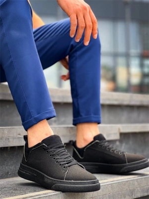 KB-X204 Kuback Siyah Keten Siyah Yüksek Taban Günlük Erkek Spor Ayakkabı