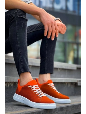 KB-X204 Kuback Turuncu Keten Beyaz Yüksek Taban Günlük Erkek Spor Ayakkabı