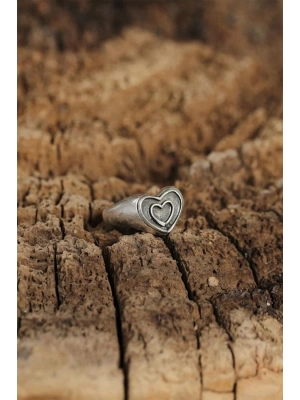 Otantik Kalp Tasarımlı Ayarlamalı Kadın Yüzük