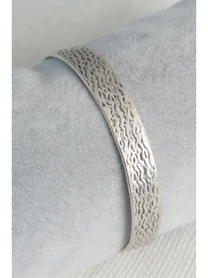 Otantik Model Gümüş Renk Motif İşleme Plaka Erkek Bileklik