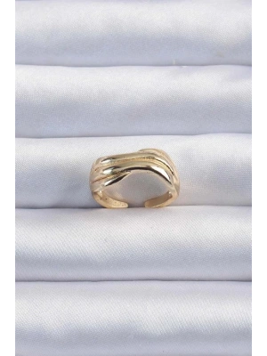 Pirinç Altın Renk Kıvrımlı Ayarlanabilir Yüzük