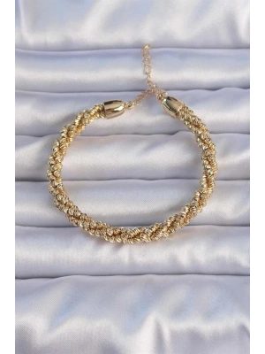 Pirinç Altın Renk Sarmal Model Bileklik