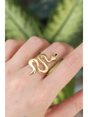 Pirinç Gold Renk Ayarlanabilir Yılan Yüzük