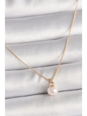 Pirinç Gold Renk İnci Model Kadın Kolye