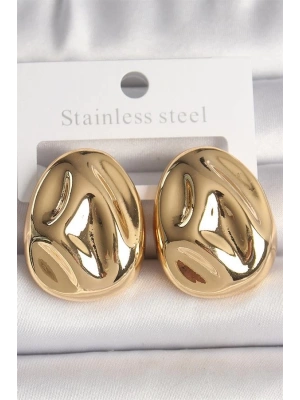 Pirinç Gold Renk İşlemeli Damla Model Kadın Küpe