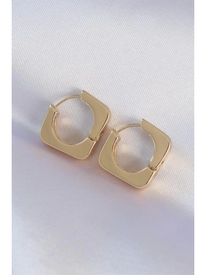 Pirinç Gold Renk Kare Küpe