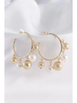 Pirinç Gold Renk Topçuk Model Halka Küpe