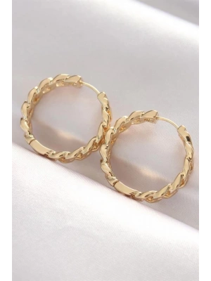 Pirinç Gold Renk Zincir Model Halka Küpe