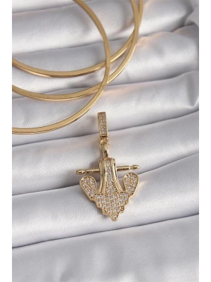 Pirinç Gold Renk Zirkon Taşlı Çapa Model Ajda Charm