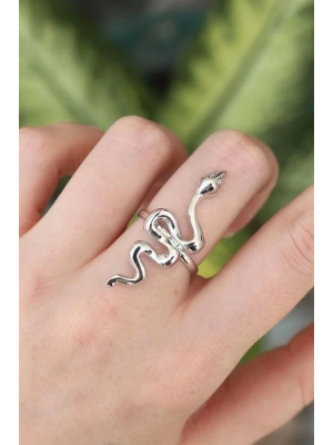 Pirinç Gümüş Renk Ayarlanabilir Yılan Yüzük