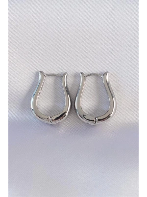 Pirinç Gümüş Renk İçi Boş Gül Küpe