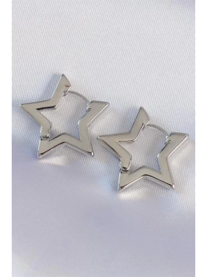 Pirinç Gümüş Renk Yıldız Küpe