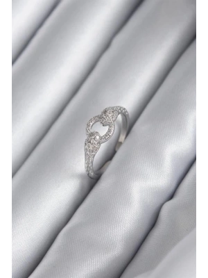 Pirinç Gümüş Renk Zirkon Taşlı Yılan Model Kadın Yüzük