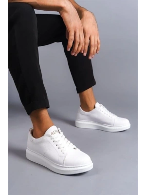 SLW151 Boost Bağcıklı Cilt Erkek Günlük Sneaker Ayakkabı BT - Beyaz