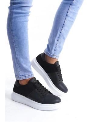 SLW151 Boost Bağcıklı Cilt Süet Erkek Günlük Sneaker Ayakkabı BT - Siyah