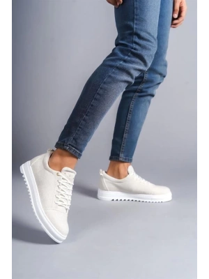 SLW152 Cool Bağcıklı Keten Erkek Günlük Spor Klasik Ayakkabı BT - Beyaz