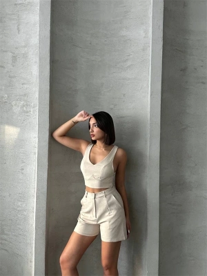 Şortlu keten takım