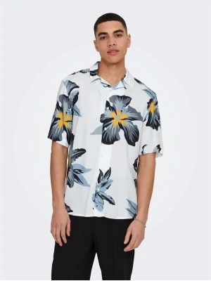 Tropikal Desen Apaş Yaka Regular Erkek Gömlek
