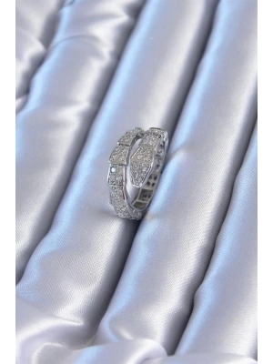 VIP Seri Gümüş Renk Yılan Model Kadın Yüzük