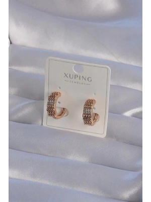 XUPİNG Rose Renk Zirkon Taşlı İşlemeli Halka Küpe