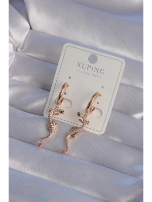 XUPİNG Rose Renk Zirkon Taşlı Kertenkele Model Halka Küpe