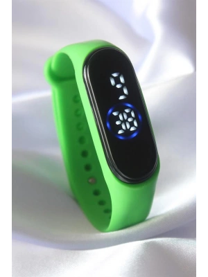 Yeşil Renk Silikon Dijital Dokunmatik Led Saat