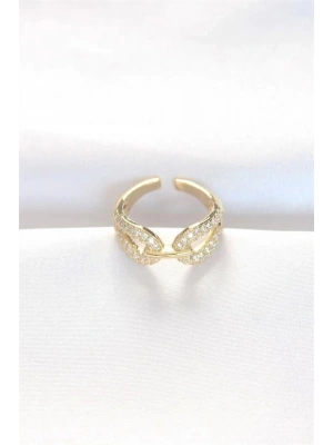 Zirkon Taşlı Gold Renk Ayarlanabilir Yüzük