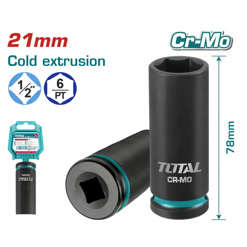 Total THDIS12212L 21mm 1/2 Altı Köşe Darbeli Derin Lokma