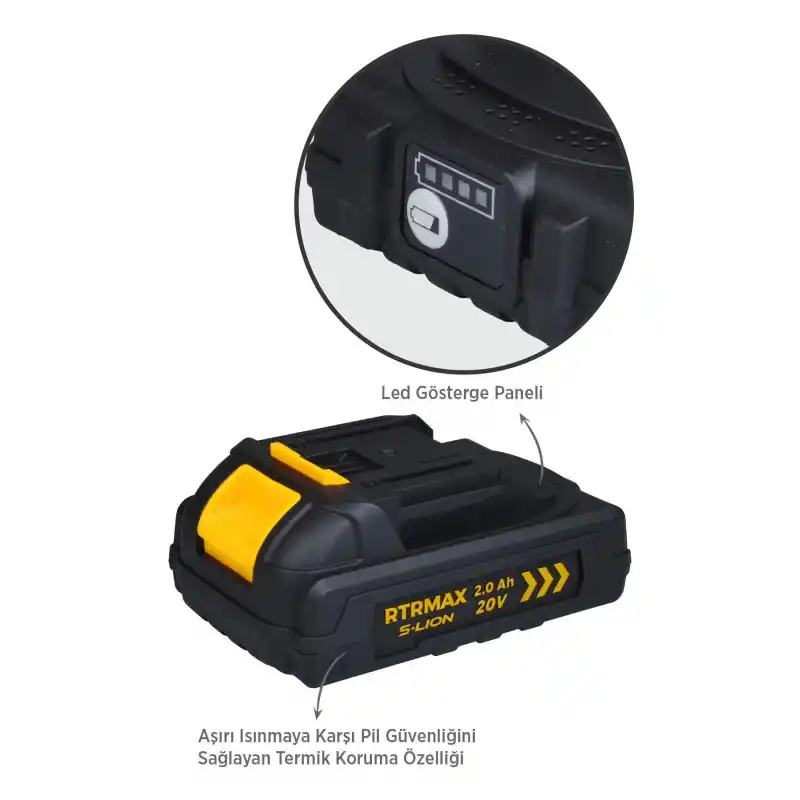Rtrmax RTS5002 Smart-Lion 20V Akü Yedek Batarya 2.0 Ah