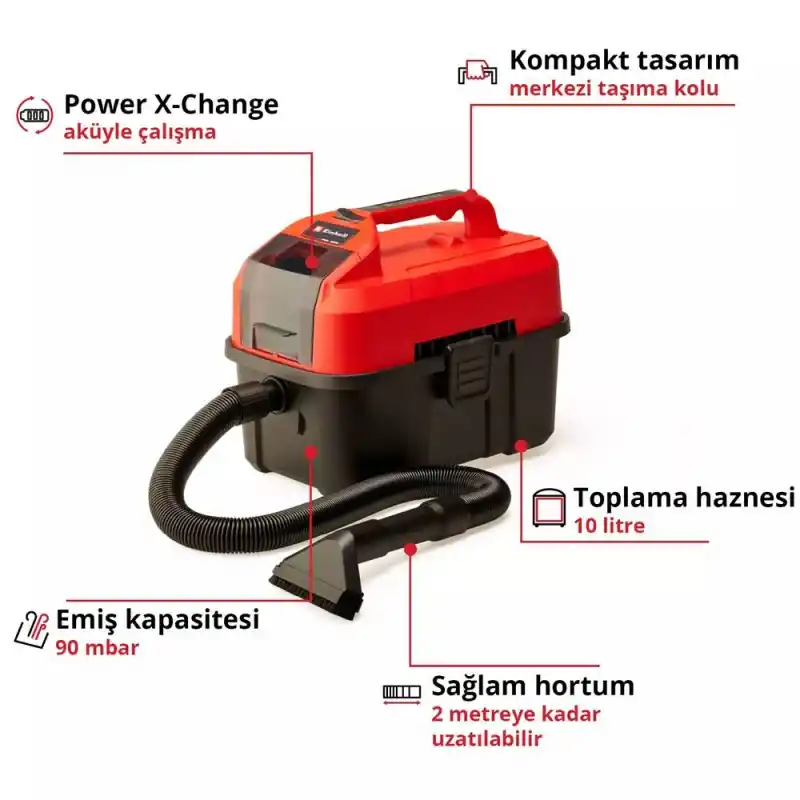Einhell TE-VC 18/10 Li Solo Islak Kuru Akülü Süpürge