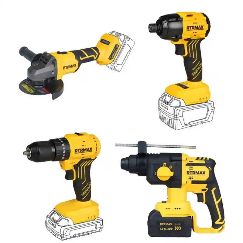 Rtrmax Slion 4Lü Akülü Darbeli Matkap, Vidalama, Kırıcı Delici, Avuç Taşlama Seti