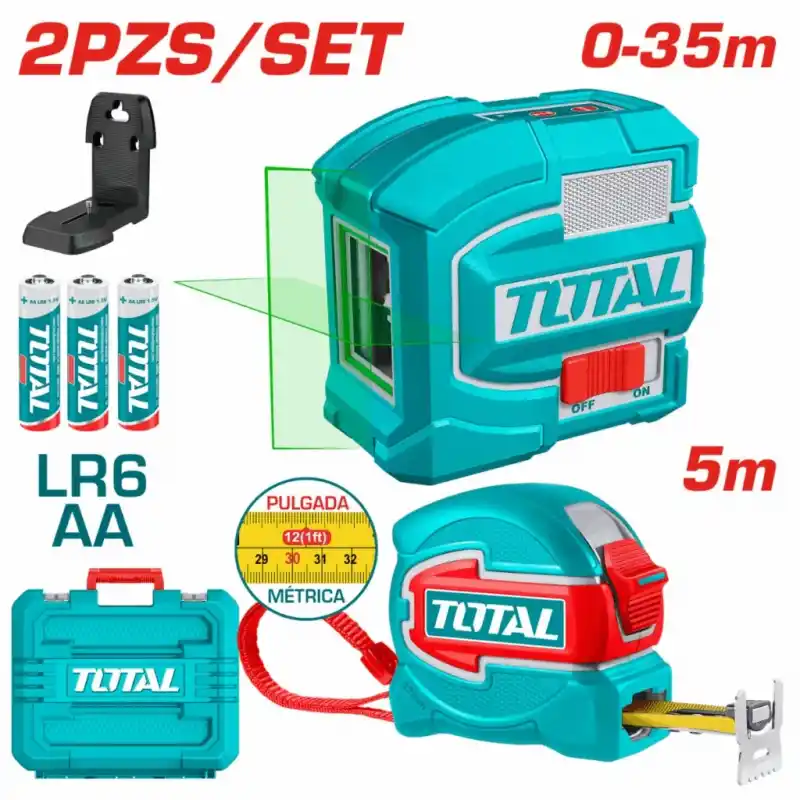 Total TLL680081-1 Seviye Ayarlı Çizgi Lazer, Şerit Metre Seti