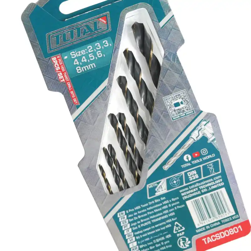 ​​​​​​​Total TACSD0801 8 Parça HSS Matkap Uç Seti